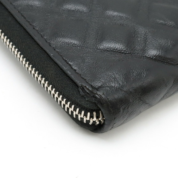 CHANEL Diamond Stitch Coco Mark Round Long Wallet Leather Black - Picture 4 of 10